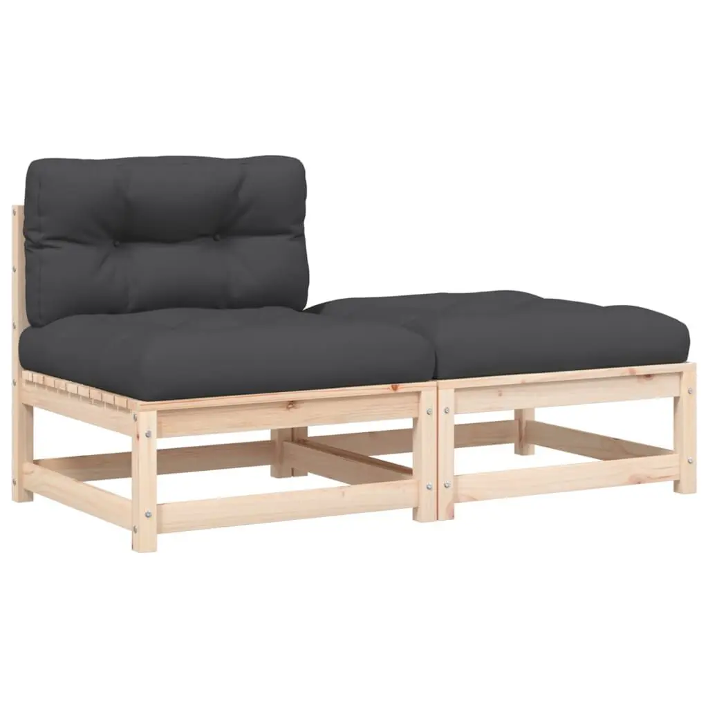 Patio Sofa Armless Cushions and Footstool Outdoor Lounge Furniture