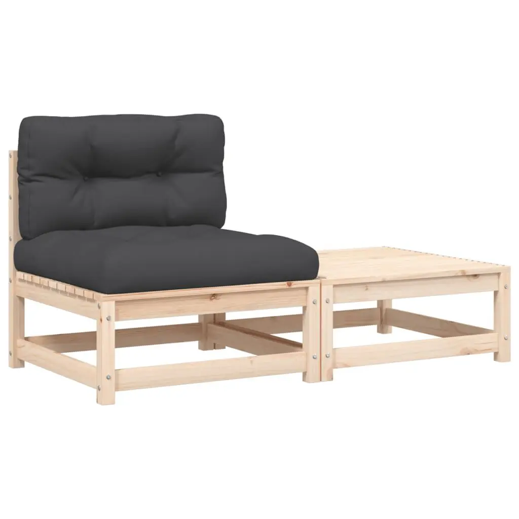 Patio Sofa Armless Cushions and Footstool Outdoor Furniture Set