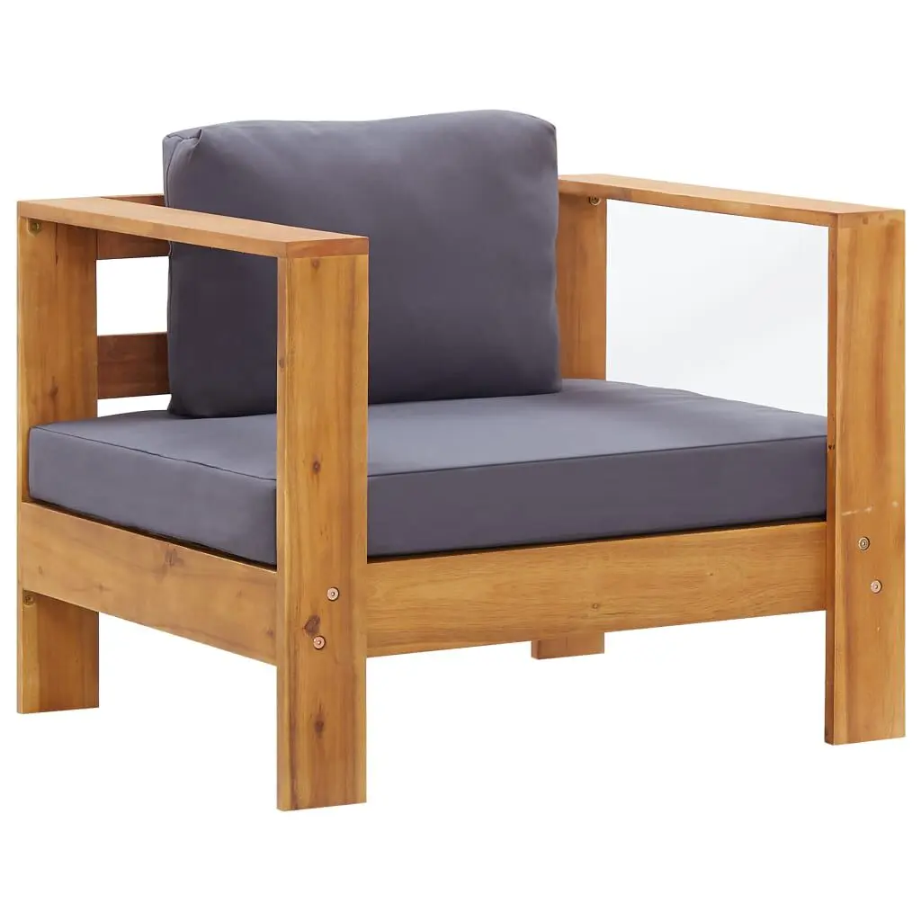 Patio Sofa Chair Cushion Dark Gray Solid Acacia Wood Outdoor Furniture