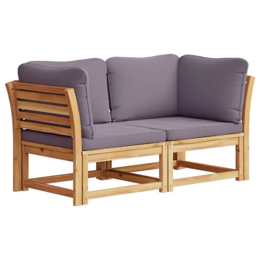 Patio Sofa Cushions 2-Seater Solid Wood Acacia Outdoor Furniture