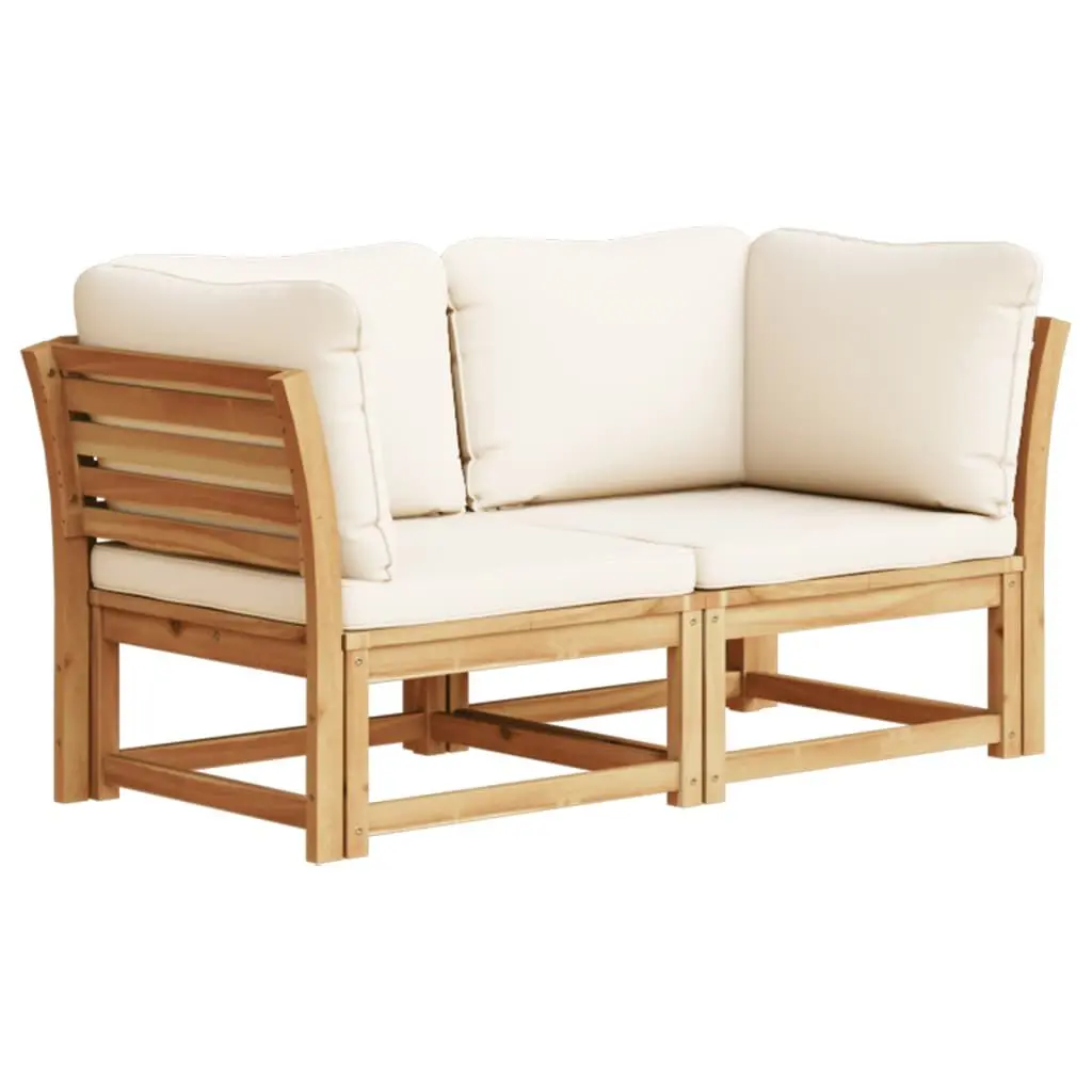 Patio Sofa Cushions 2-Seater Solid Wood Acacia Outdoor Lounge Set
