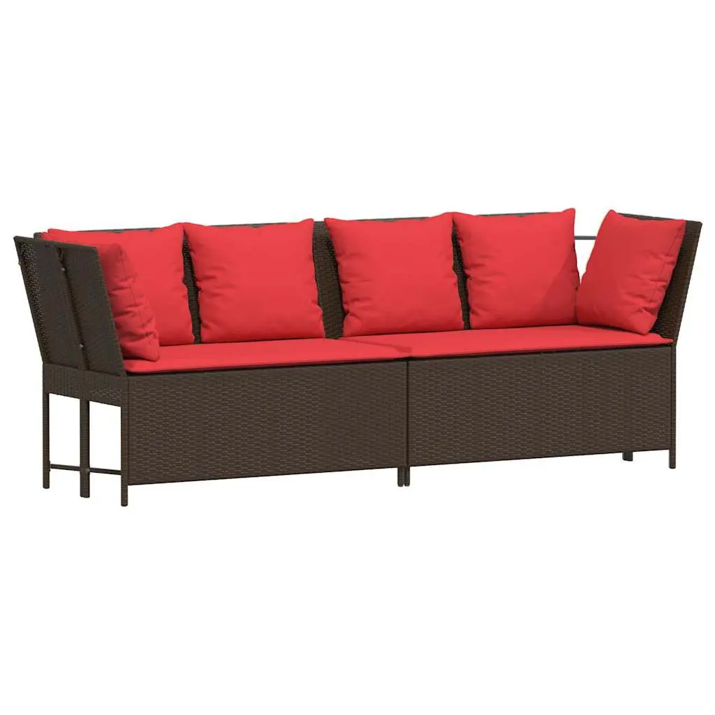 Patio Sofa Cushions Brown Poly Rattan Outdoor Lounge Furniture