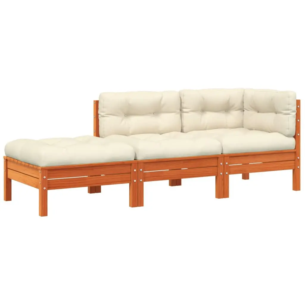 Patio Sofa Cushions and Footstool 2-Seater Outdoor Loveseat