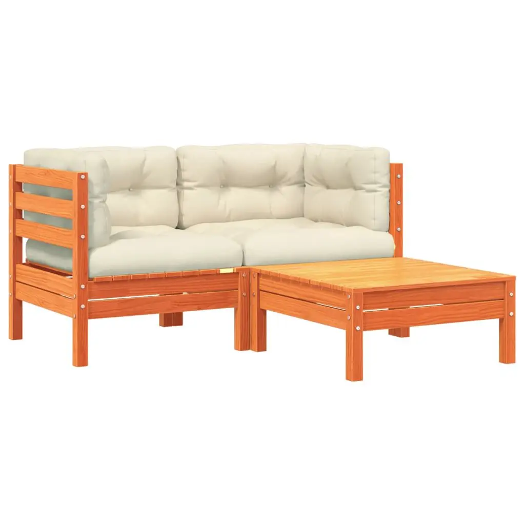 Patio Sofa Cushions and Footstool 2-Seater Outdoor Lounge Furniture