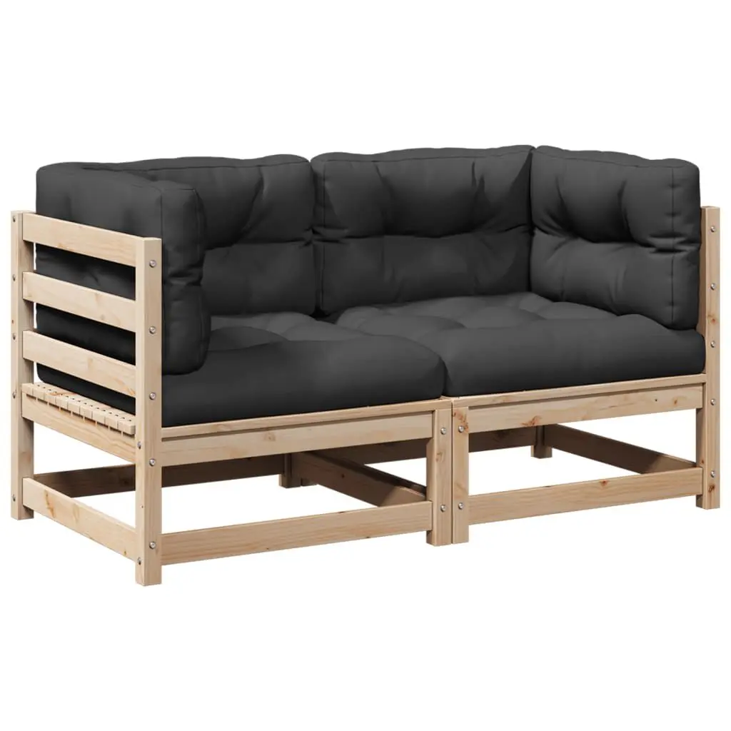 2 Piece Patio Sofa Set Cushions Solid Wood Pine Outdoor Furniture