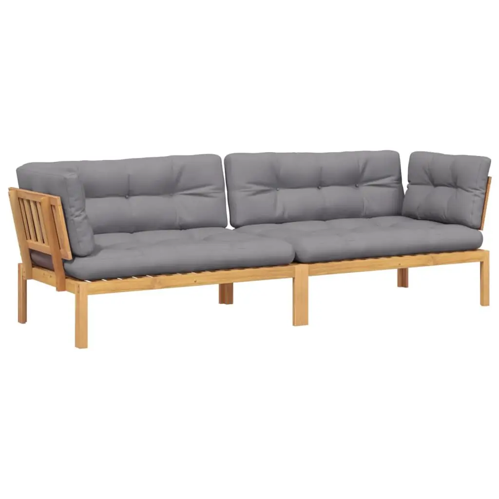 2 Piece Solid Wood Acacia Patio Pallet Corner Sofas Cushions