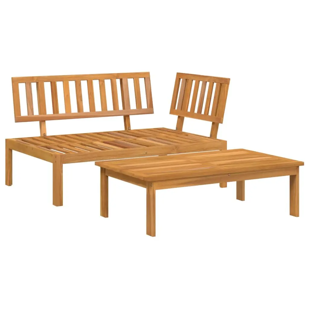 2 Piece Solid Wood Acacia Patio Pallet Sofa Set Outdoor Lounge