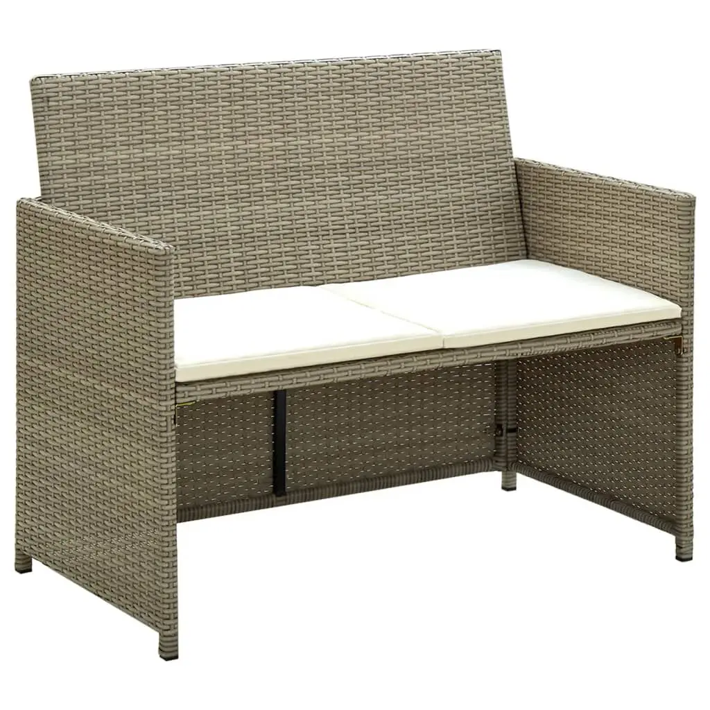 2 Seater Patio Sofa Cushions Beige Poly Rattan Outdoor Furniture