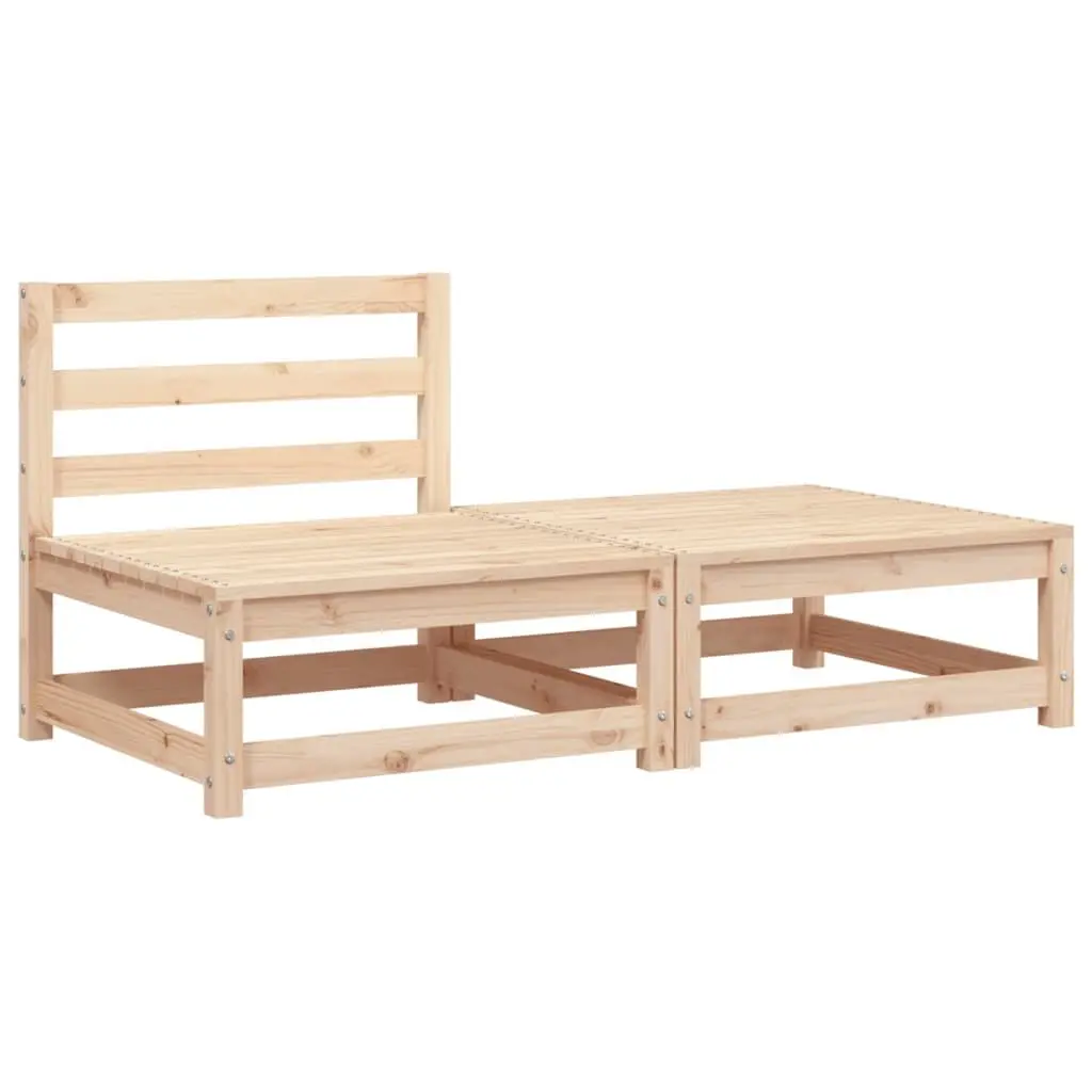 Solid Wood Pine Patio Sofa Armless Footstool Outdoor Lounge
