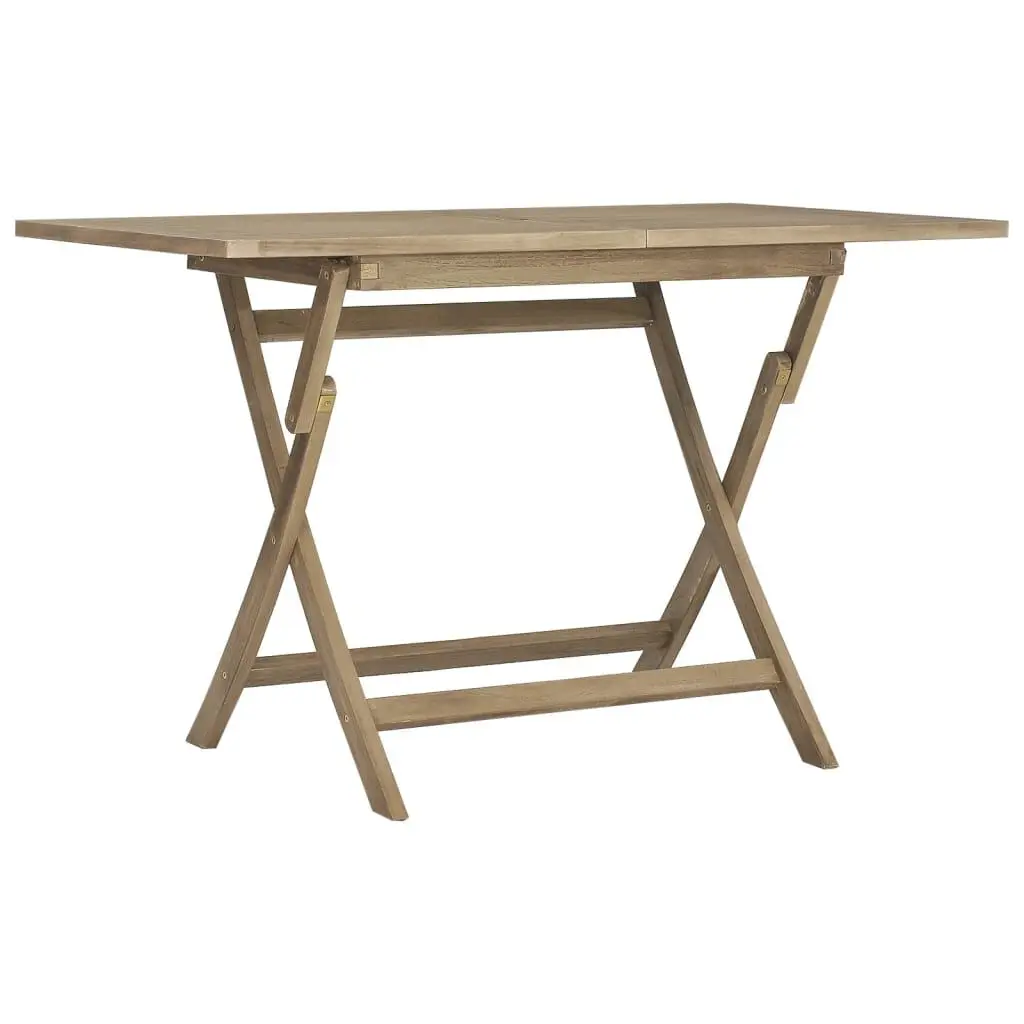 Folding Patio Table Gray 47.2x27.6x29.5 Inches Solid Wood Teak Outdoor Dining Table