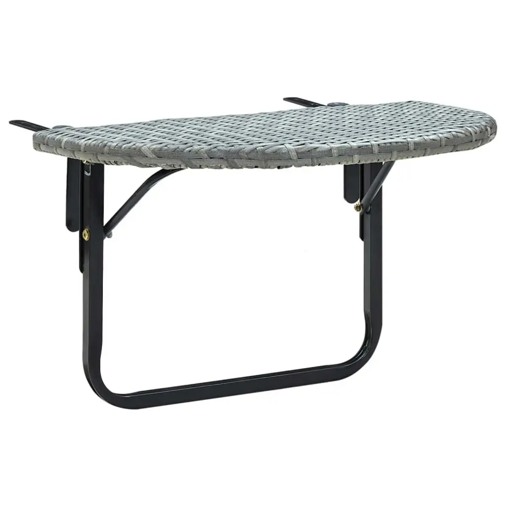Gray Poly Rattan Patio Table 23.6x23.6x15.7 Inches Outdoor Dining