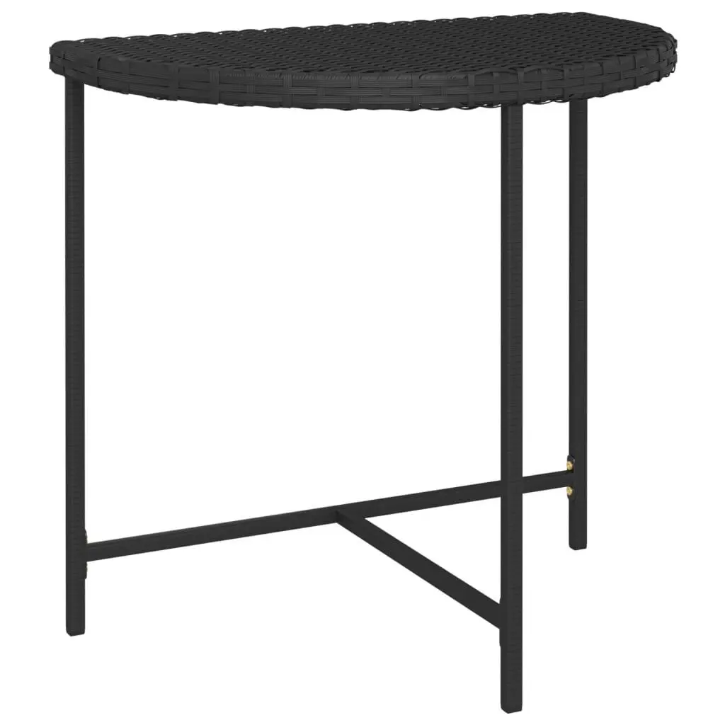 Patio Table 31.5x19.7 Inch Black Poly Rattan Outdoor Coffee Table