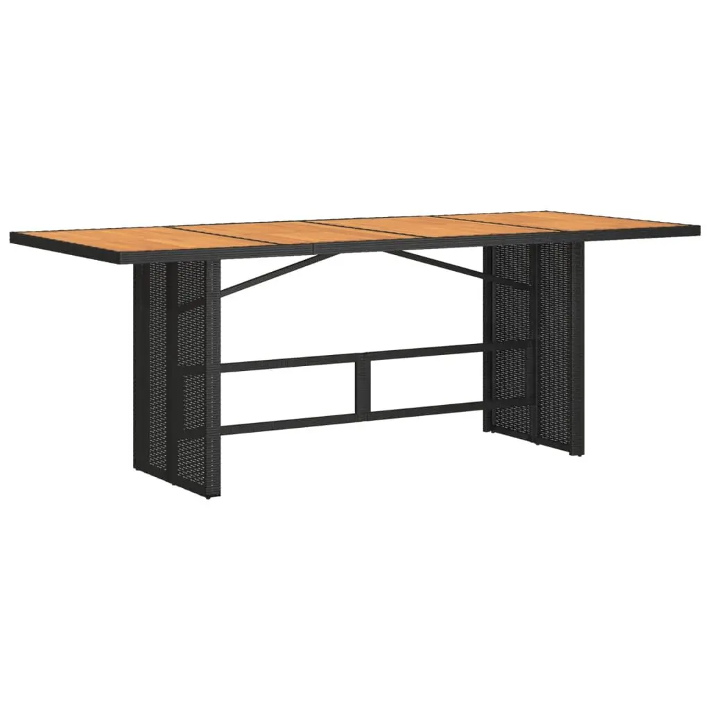 Patio Table Acacia Wood Top Black 74.8x31.5x29.1 Inches Poly Rattan Outdoor Dining Table