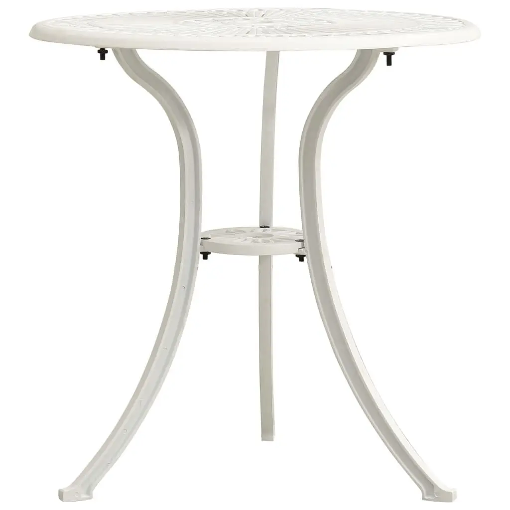 White Cast Aluminum Patio Table 24.4x24.4x25.6 Inches