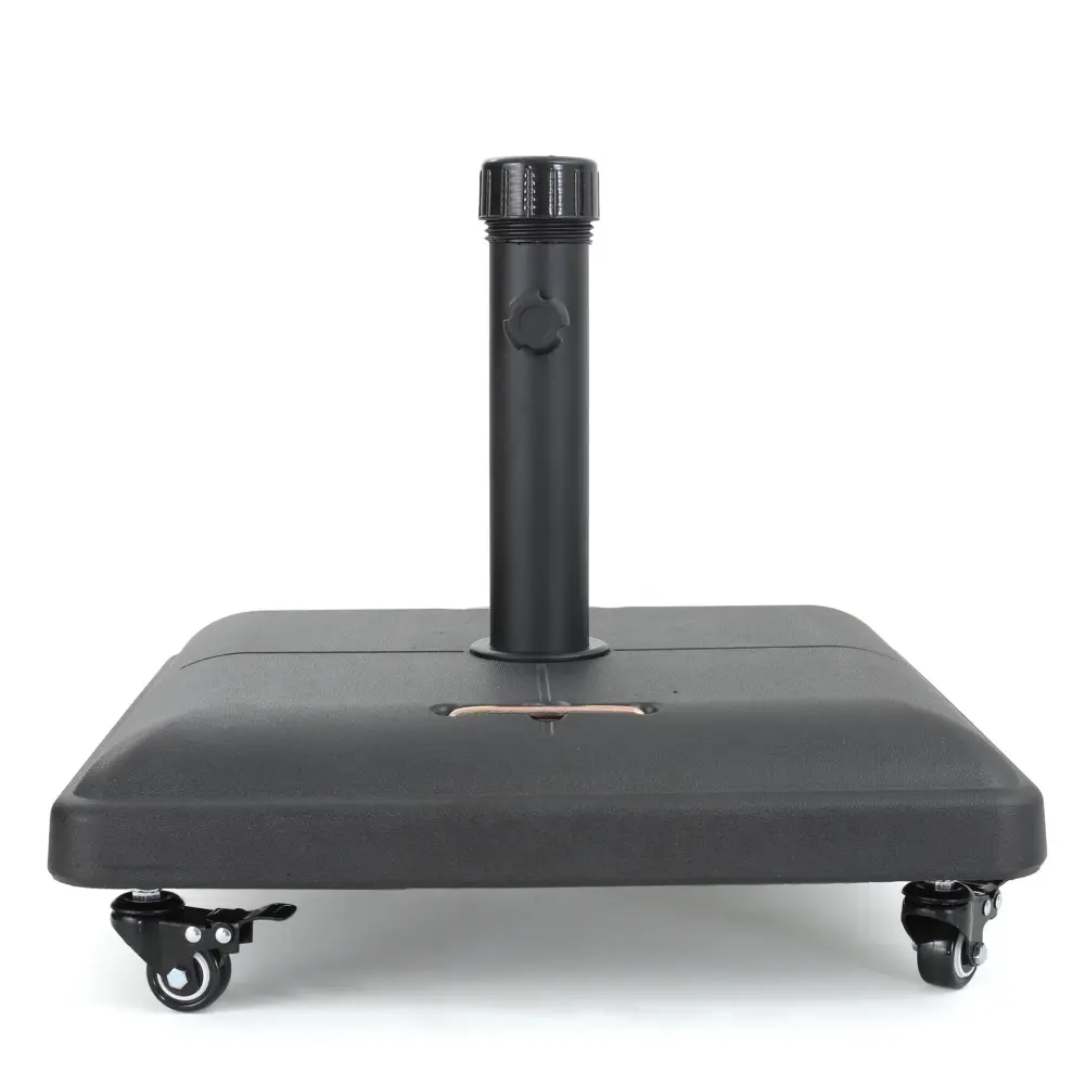 Solar LED Wheelie - Stylish Square Umbrella Base Stainless Alloy Pole Handle