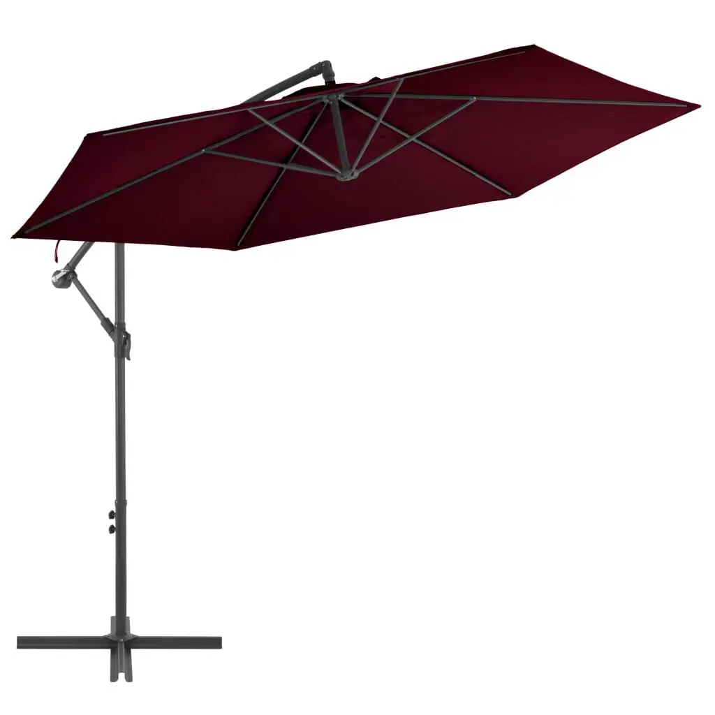 Cantilever Garden Parasol Aluminum Pole Bordeaux Red 118.1 Inches Large Outdoor Umbrella