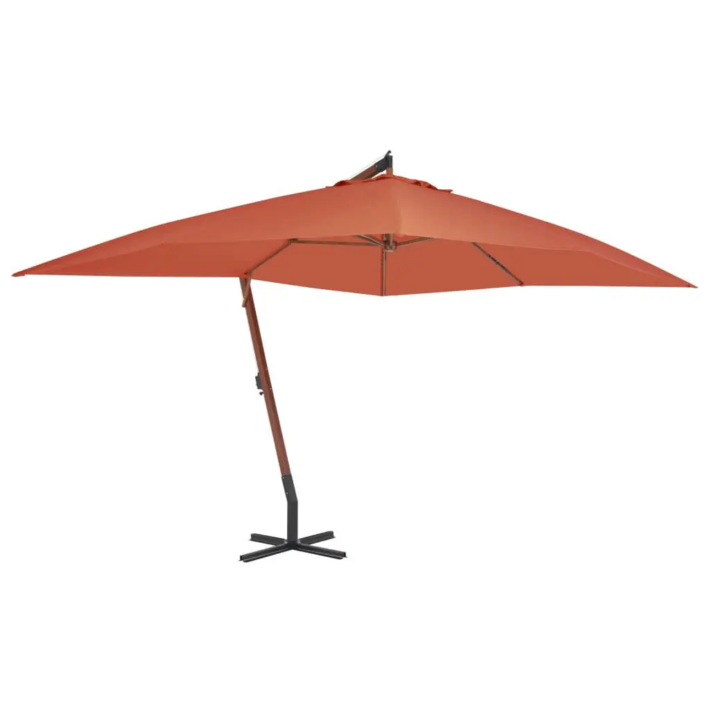 Cantilever Garden Parasol Wooden Pole 157.5x118.1 Inches Terracotta Outdoor Shade