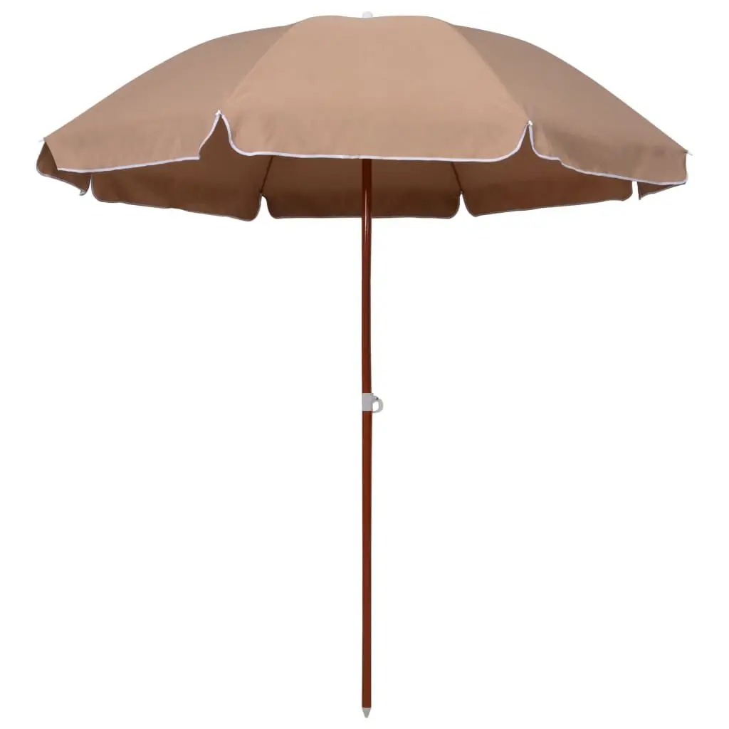 94.5 Inch Taupe Garden Parasol Steel Pole Compact Outdoor Spaces