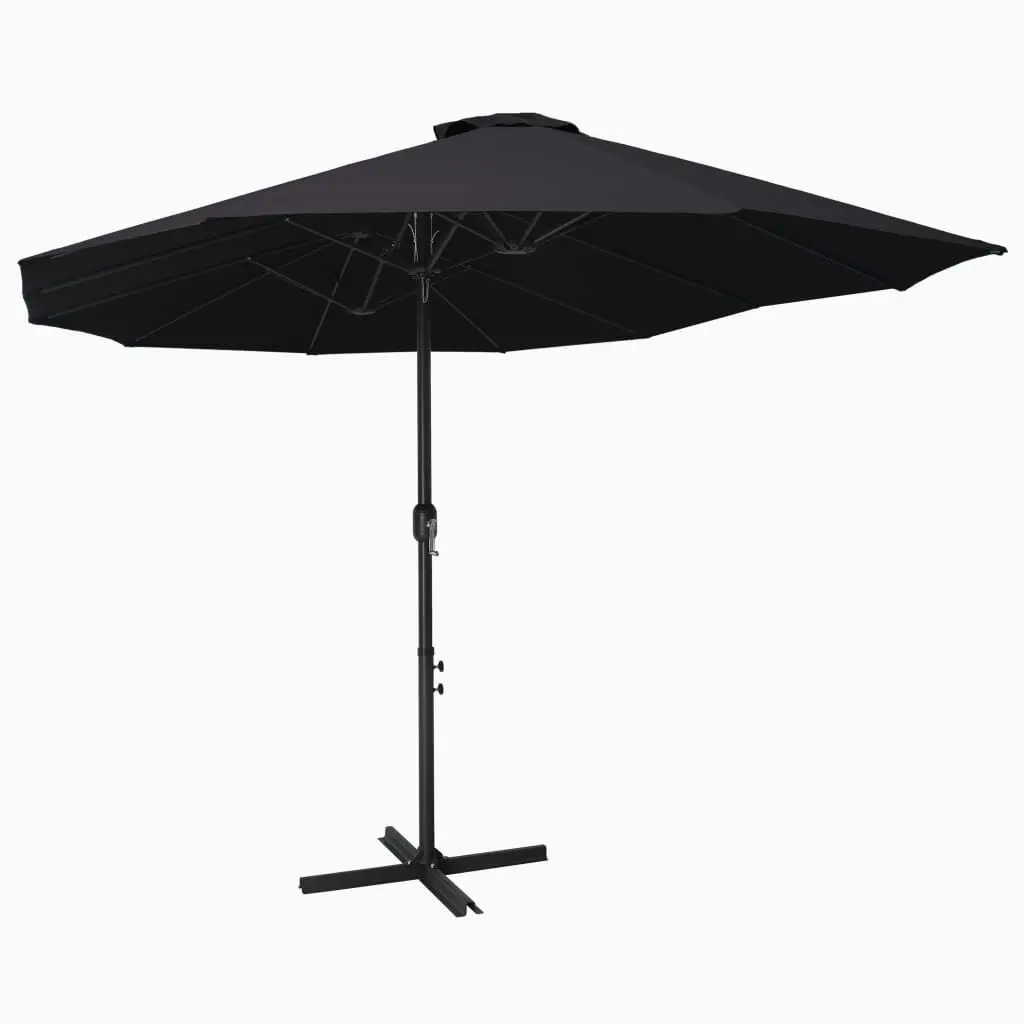 Garden Parasol Aluminum Pole 181.1x106.3 Inches Black Outdoor Patio Umbrella