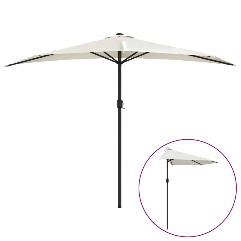 Garden Parasol Aluminum Pole Sand 118.1x61 Inches Half Outdoor Umbrella