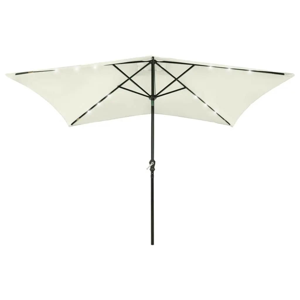 Garden Parasol LEDs and Steel Pole Sand 6.6x9.8 Feet Outdoor Shade