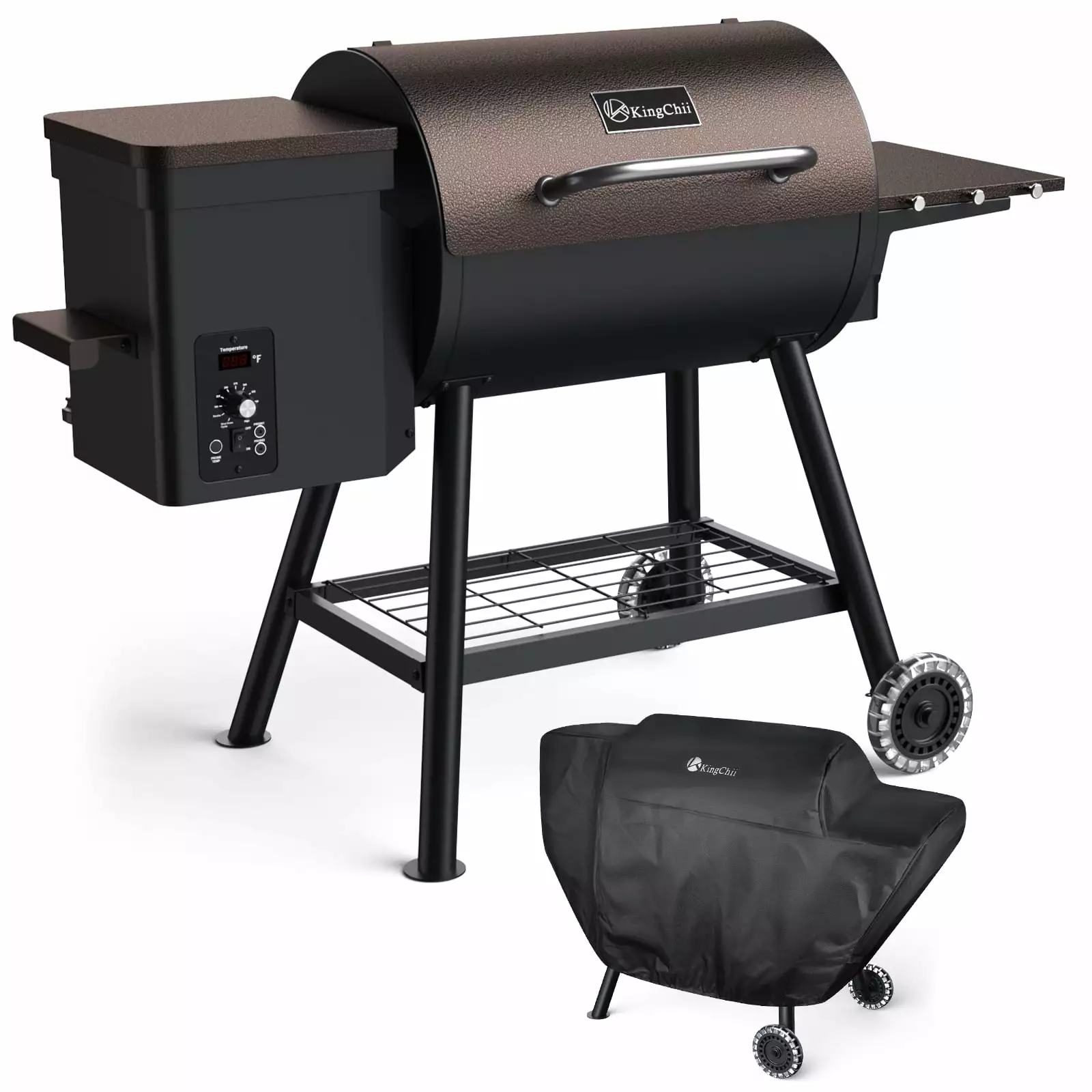 KingChii 456 SQ. Pellet Grill Smoker PID Temperature Control and Side Shelf Outdoor Cooking