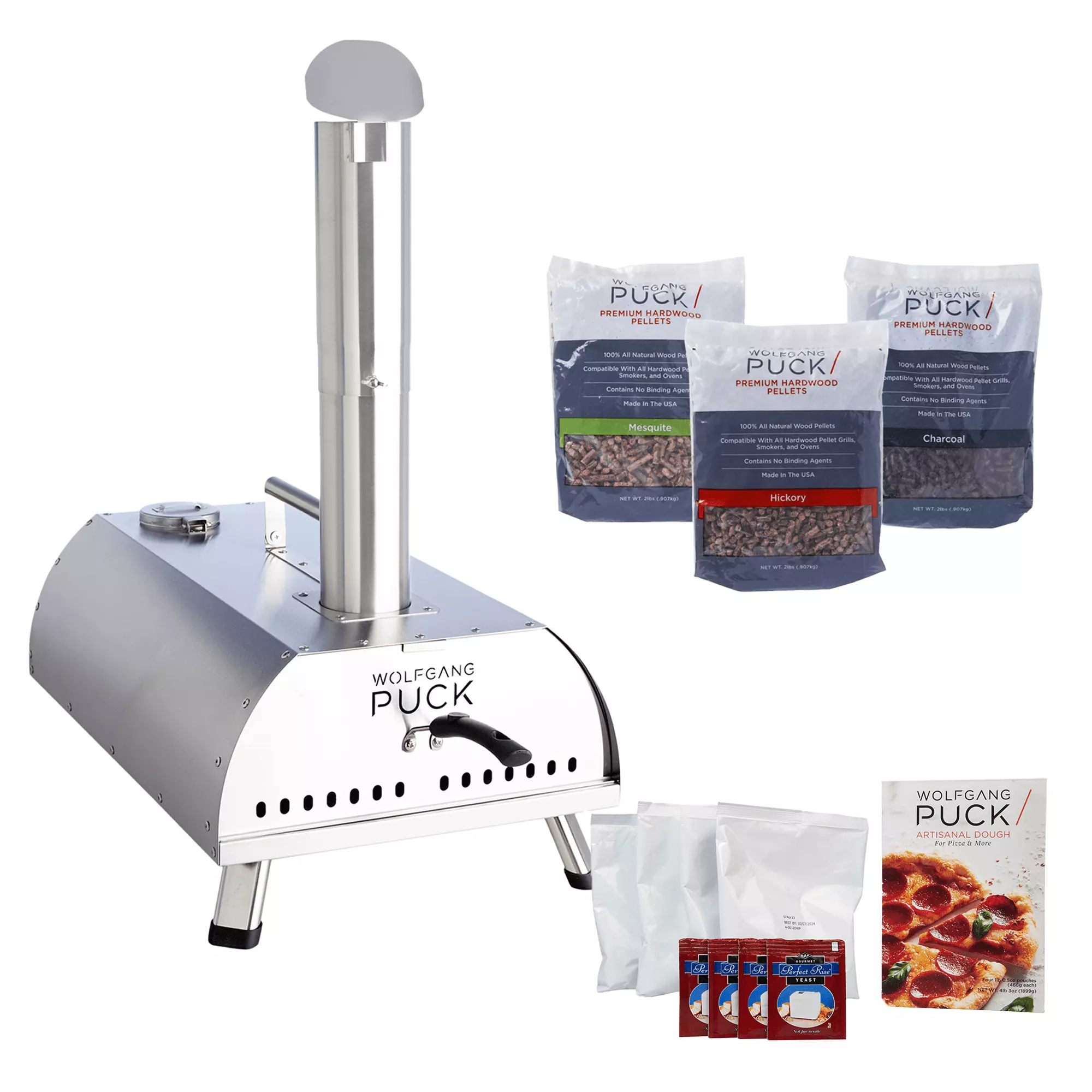 Wolfgang Puck Outdoor Wood Pellet Pizza Oven Bundle Silver