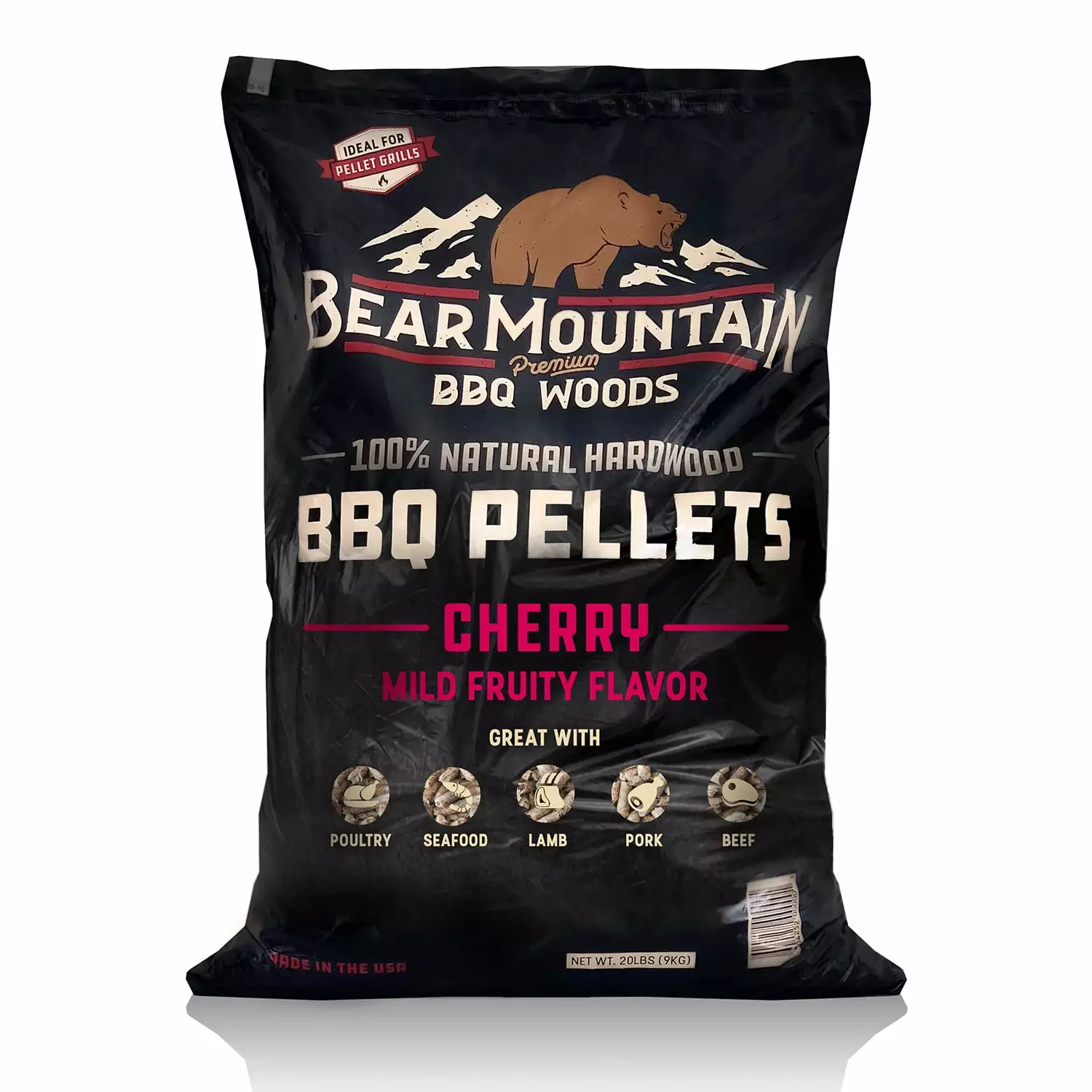 Bear Mountain BBQ Luxury All Natural Cherry Wood Smoker Pellets 40 Pounds Outdoor Grilling 40