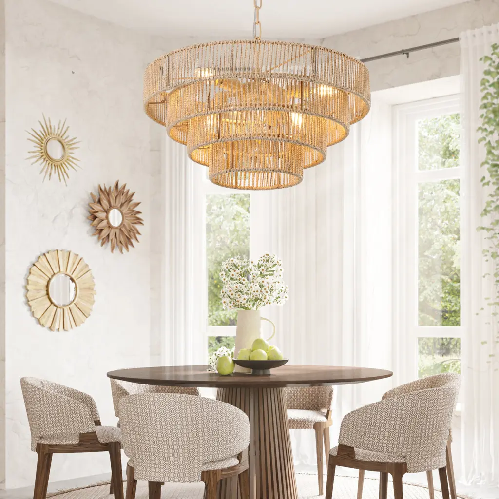 Bohemian Style Woven Pendant Light 19.7 Inch Boho Ceiling Lighting lighting commune