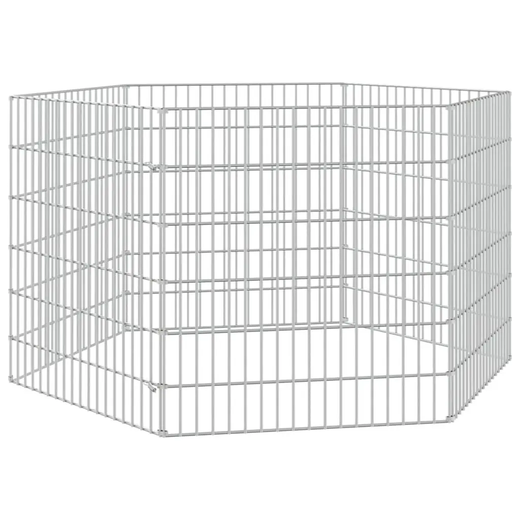 Free Range Animal Enclosure 6-Panel 21.3x23.6 Inches Galvanized Iron Pet Pen