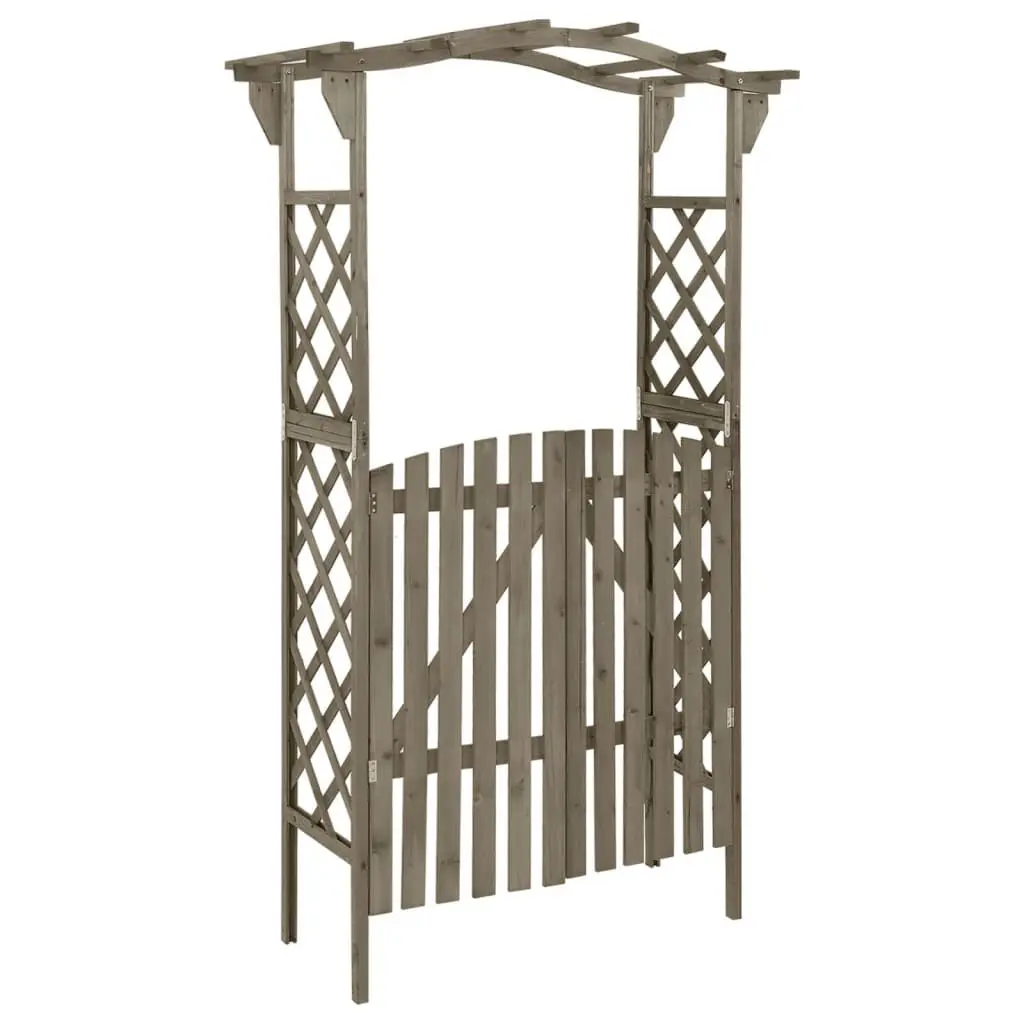 Pergola Gate 45.7x15.7x80.3 Inch Gray Solid Firwood Garden Structure