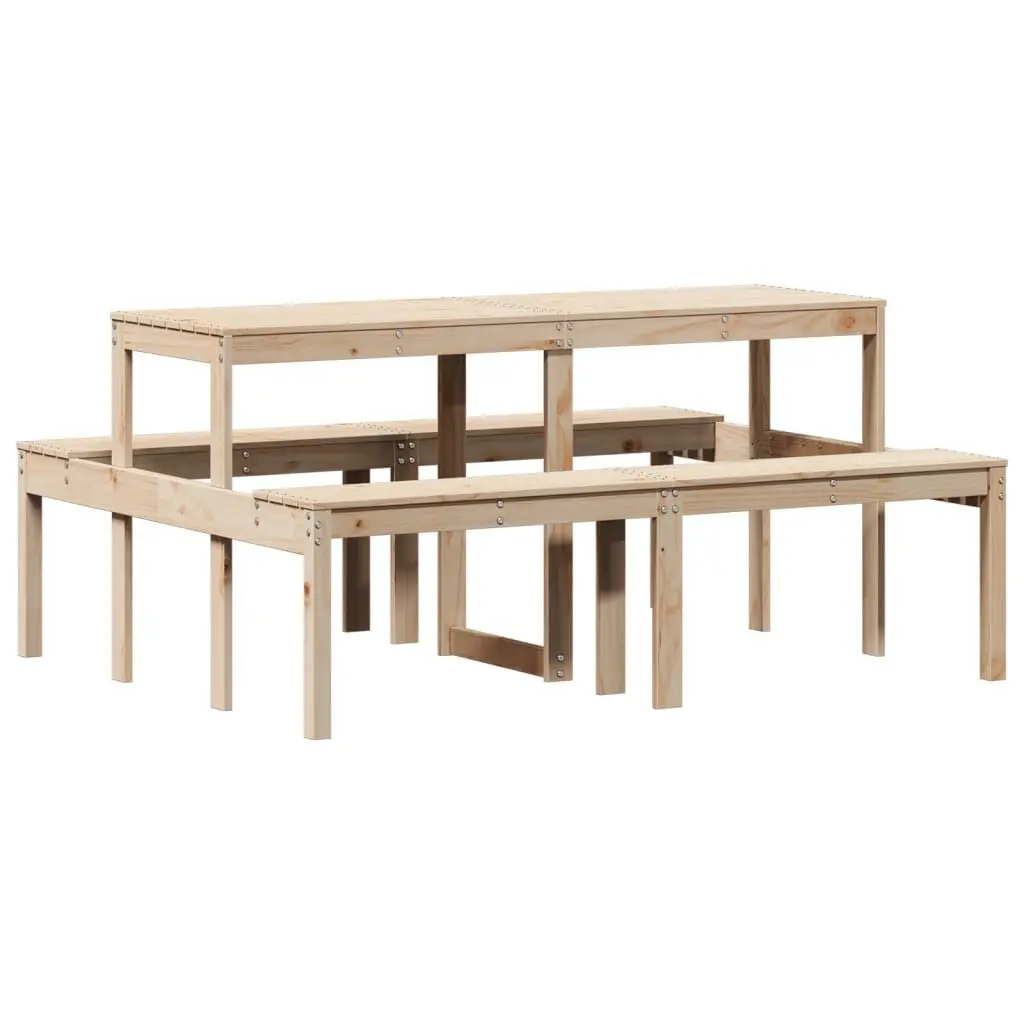 Picnic Table 63x52.8x29.5 Inches Solid Wood Pine Large Outdoor Dining Table
