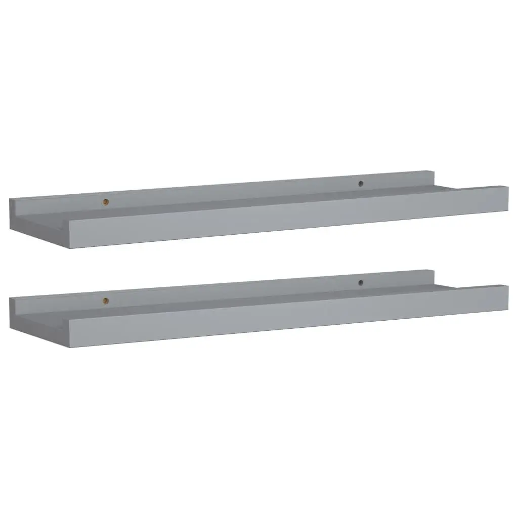 Gray MDF Picture Frame Ledge Shelves Set 2 15.7x3.5x1.2 Inches