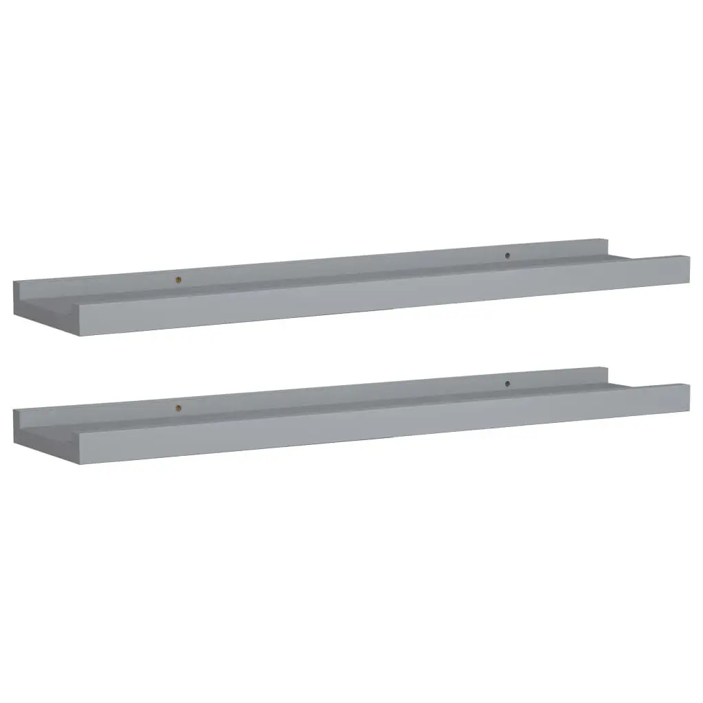 Gray MDF Picture Frame Ledge Shelves Set 2 23.6x3.5x1.2 Inches