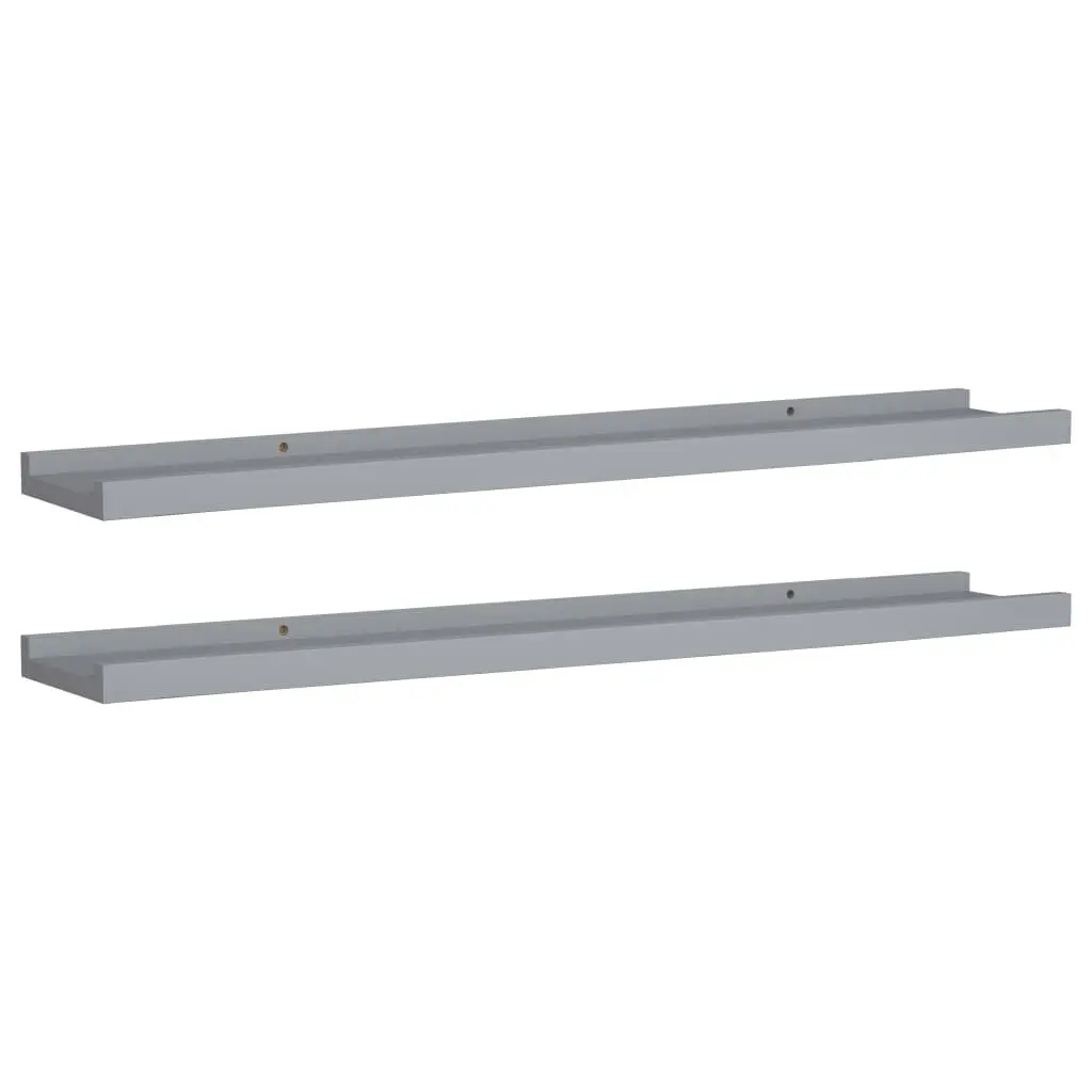 Gray MDF Picture Frame Ledge Shelves Set 2 31.5x3.5x1.2 Inches