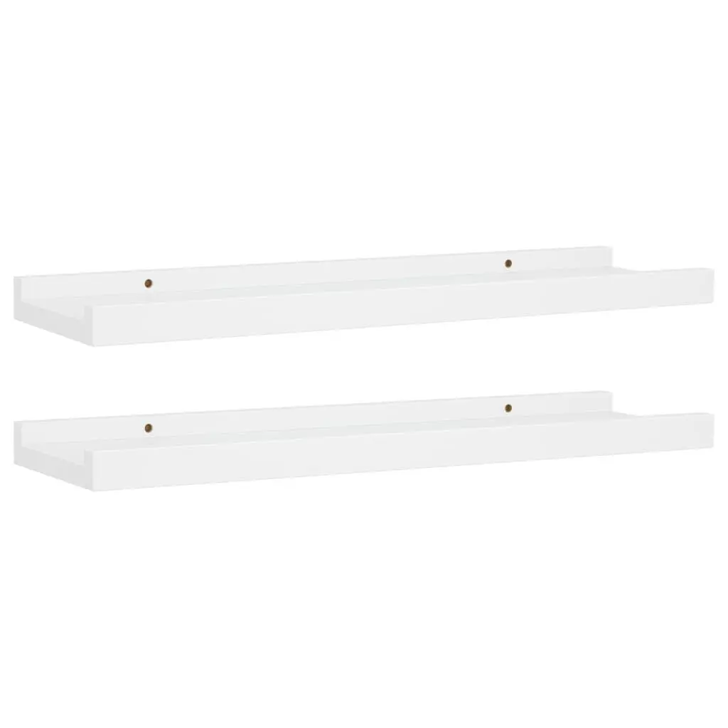 White MDF Picture Frame Ledge Shelves Set 2 15.7x3.5x1.2 Inches
