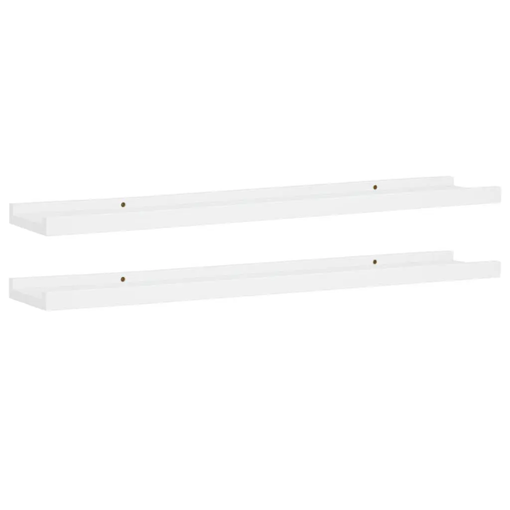 White MDF Picture Frame Ledge Shelves Set 2 31.5x3.5x1.2 Inches