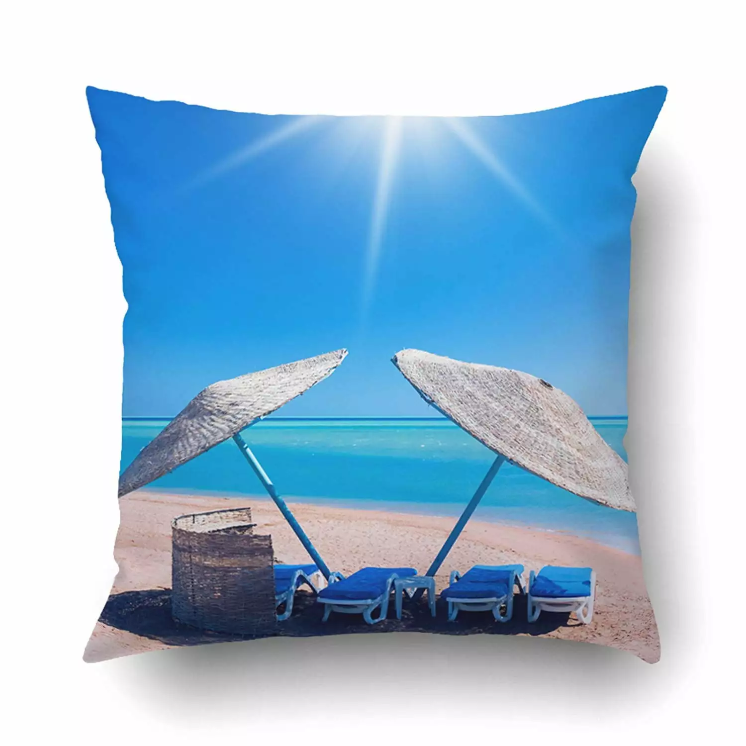 16x16 Inch Beach Shelter Summer Sea Themed Pillowcase Cushion Cover ARTJIA