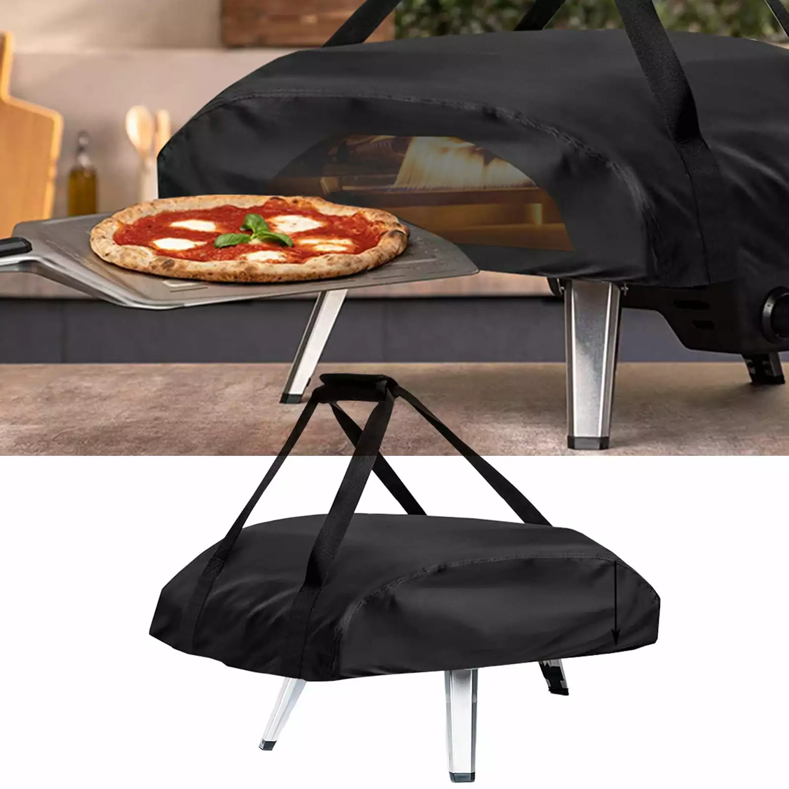 Washranp Travel-friendly Pizza Oven Cover Oxford Fabric Waterproof Anti Dust Protective Cover Outdoor Pizza Ovens M
