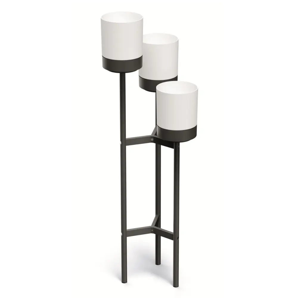 Bloomie Stand Three Legged Flower Stand 3 Pots Plant Stand Flower Pot 42 cm x 39,5 x 125 cm Metal Frame Snow