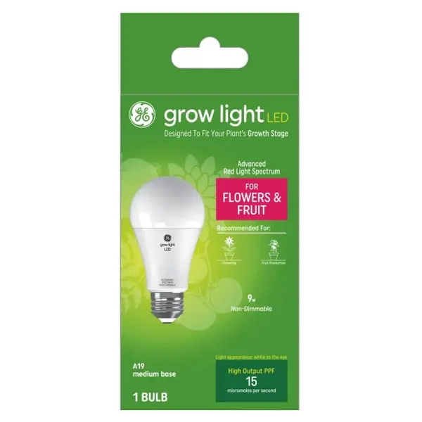 GE 93129755 A19 Grow Light LED Plant Bulb White Indoor Plants