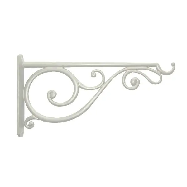Panacea 85014 Cast Aluminum Victorian Scroll Hanging Plant Bracket 14 Inch White Outdoor Decor