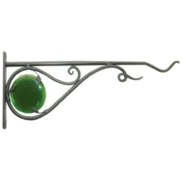 Panacea Forged Stained Glass Hanging Plant Bracket 15 Inch Black Decorative Displays