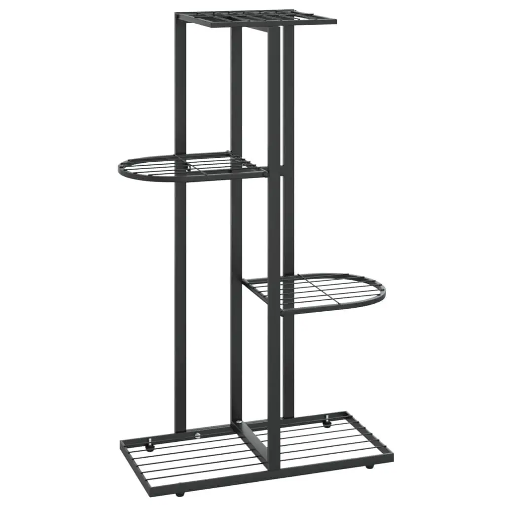 4-Tier Flower Stand 16.9x8.7x29.9 Inches Black Metal Plant Shelf Indoor Outdoor