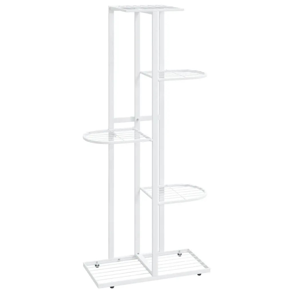 5-Floor Flower Stand 16.9x8.7x38.6 Inch White Metal Plant Shelf