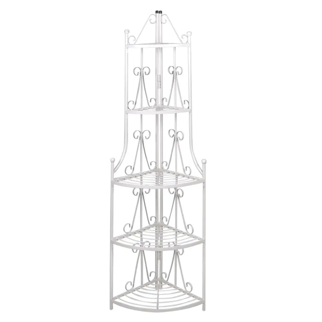 Corner Plant Rack White 14.2x23.6 Inch Indoor Outdoor Shelving