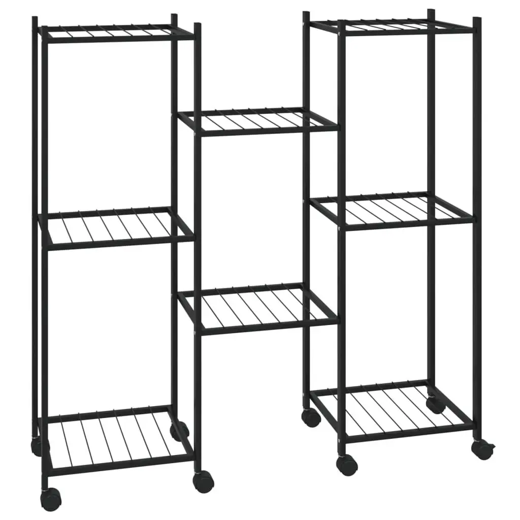 Flower Stand Wheels 32.7x9.8x32.9 Inch Black Iron Plant Holder