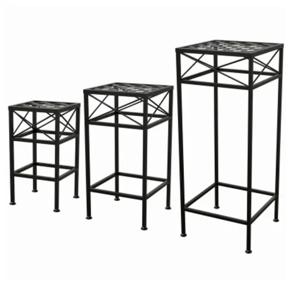 Panacea 82216 Nested Cross Hatch Square Plant Stands Steel Indoor Outdoor