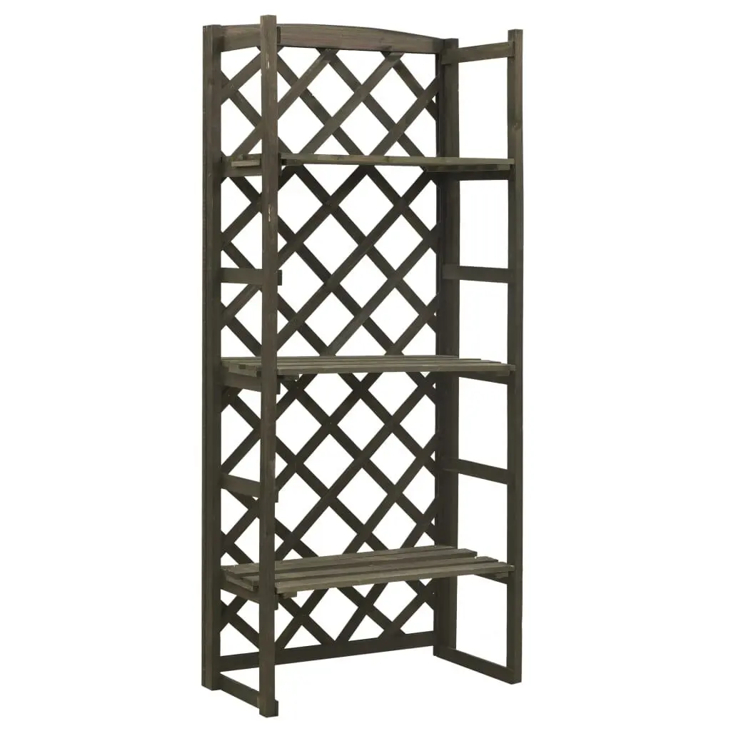 Plant Stand Trellis Gray 23.6x11.8x55.1 Inches Solid Firwood Indoor Outdoor Garden Decor