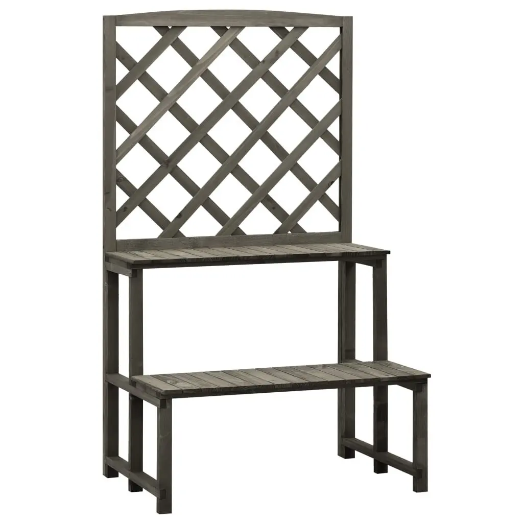 Plant Stand Trellis Gray 27.6x16.5x47.2 Inch Solid Firwood Indoor Outdoor
